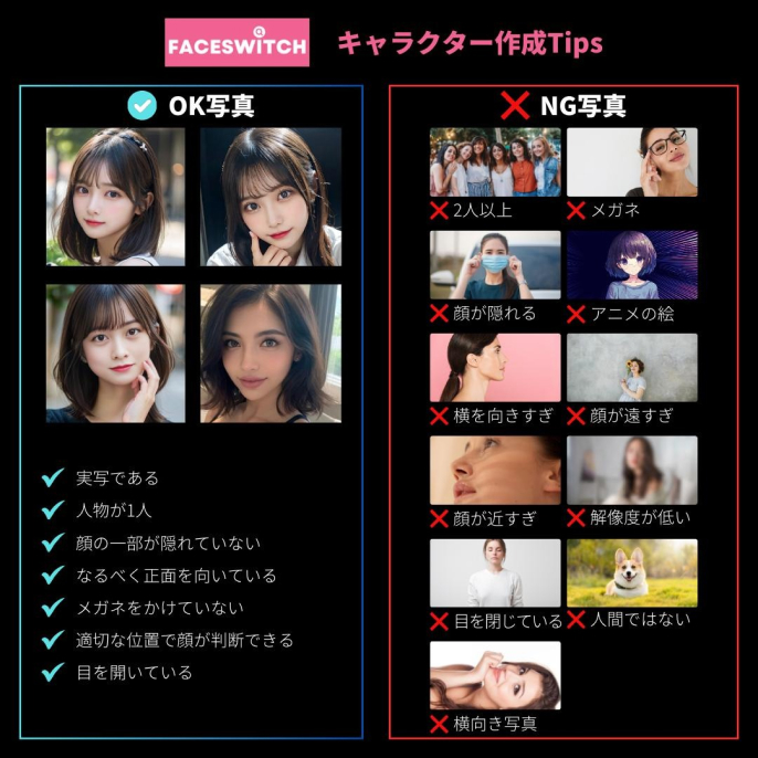 FACESWITCH 顔写真の選び方